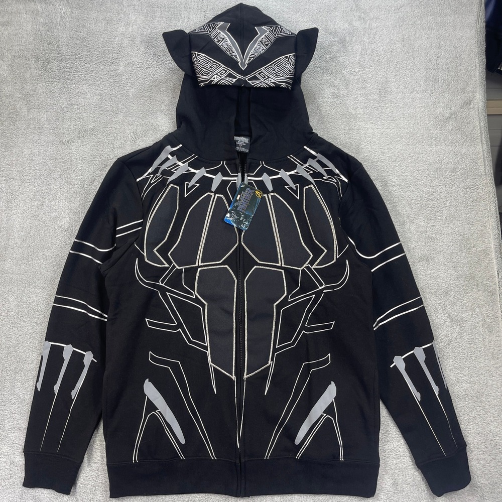 Black Panther Marvel Hoodie Men Large Cosplay Full Zip Costume Bioworld